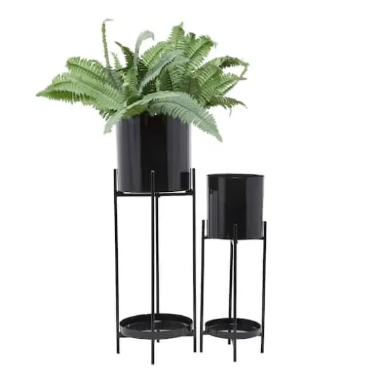 Black Contemporary Planter, Set of 2" 24", 32" {5}