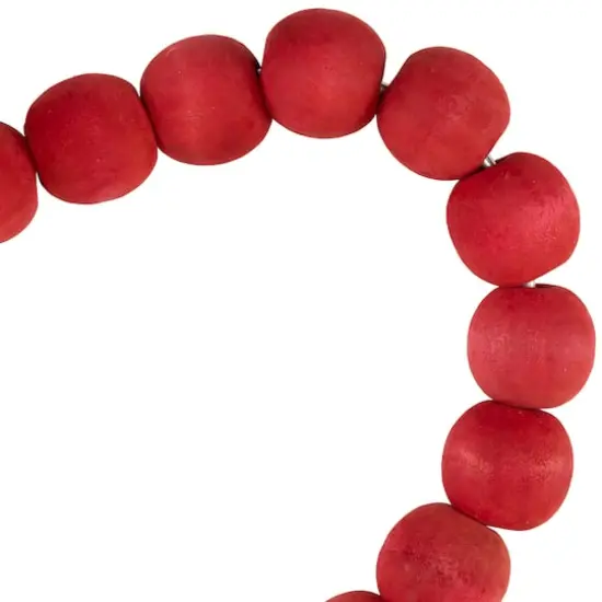 10.25" Red Wooden Beads with Rose Valentine's Day Heart Wall Decoration {5}
