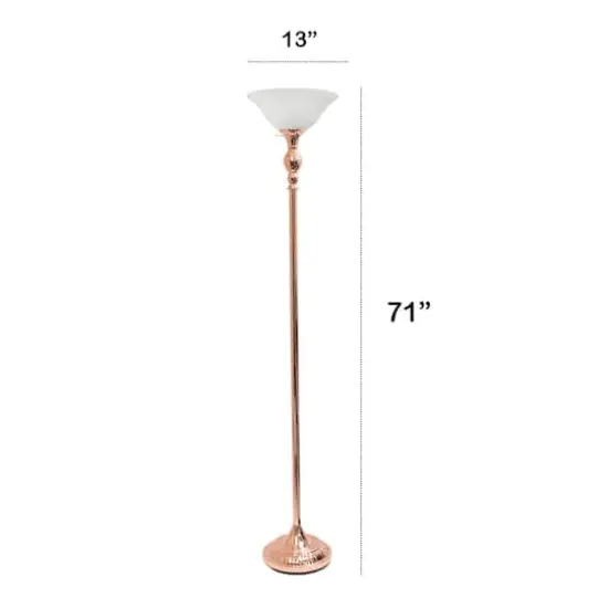 Lalia Home 6ft. Torchiere Floor Lamp with Marbleized Shade Rose Gold with White Shade {4}