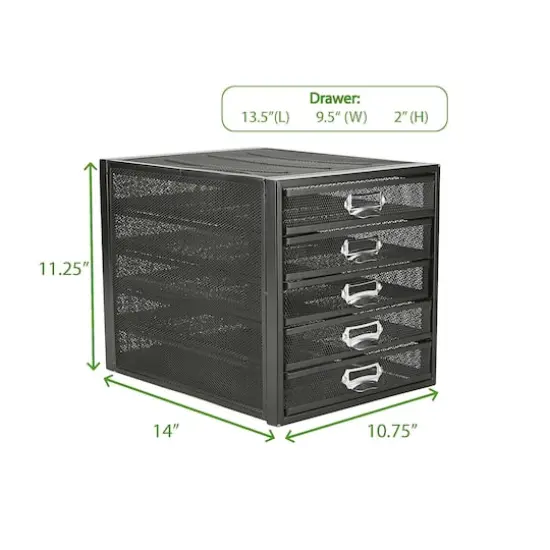 Mind Reader Black 5 Drawer Heavy Duty Cabinet {2}