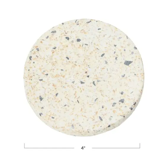 Hello Honey&reg; Eggshell Round Terrazzo Coaster Set {8}