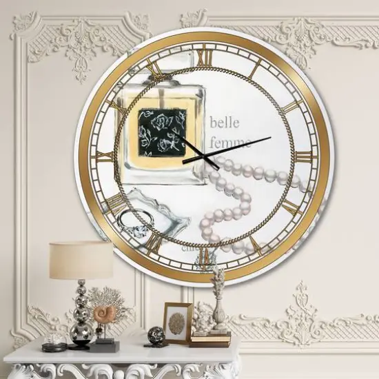 Designart 'Perfume Glam Bathroom I Glam Wall Clock {3}