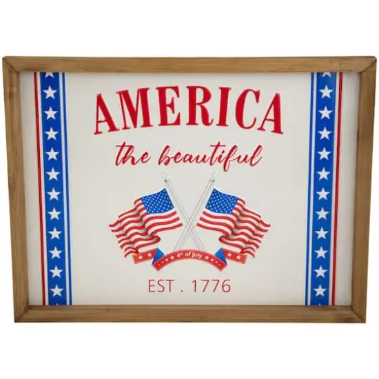 15.75" America the Beautiful Patriotic Framed Wall Sign {1}