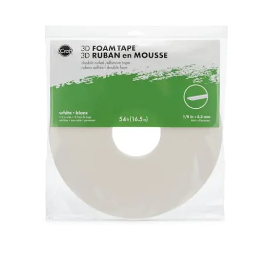 iCraft White 3D Foam Tape&trade; Roll, 54ft. {6}