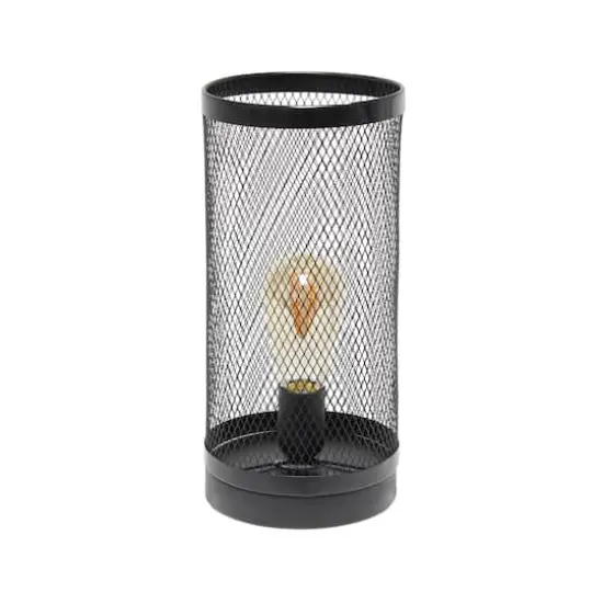 Simple Designs 13" Mesh Cylindrical Steel Table Lamp Black {1}