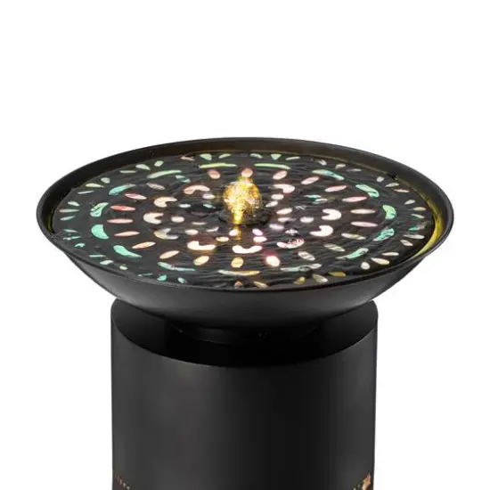 Glitzhome&reg; 35.75" Metal LED Cutout Pattern Outdoor Fountain {6}