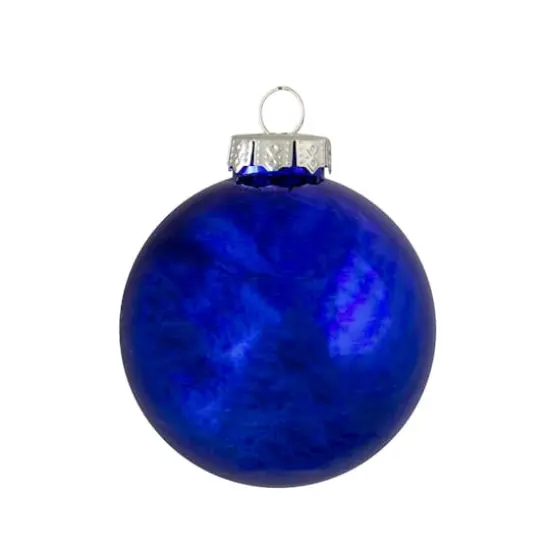 40ct. 2.5" Shiny & Matte Royal Blue & Silver Glass Ball Christmas Ornaments {4}
