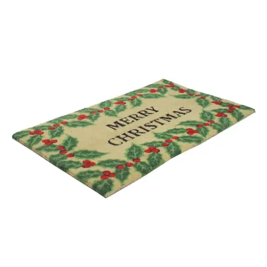 Natural Coir Holly Berries "Merry Christmas"Doormat {3}
