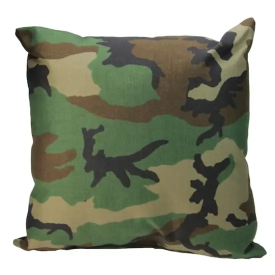 17" Woodland Camo Patio Furniture Throw Pillow {1}