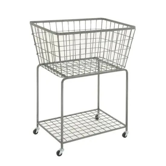 Gray Industrial Metal Storage Cart {1}