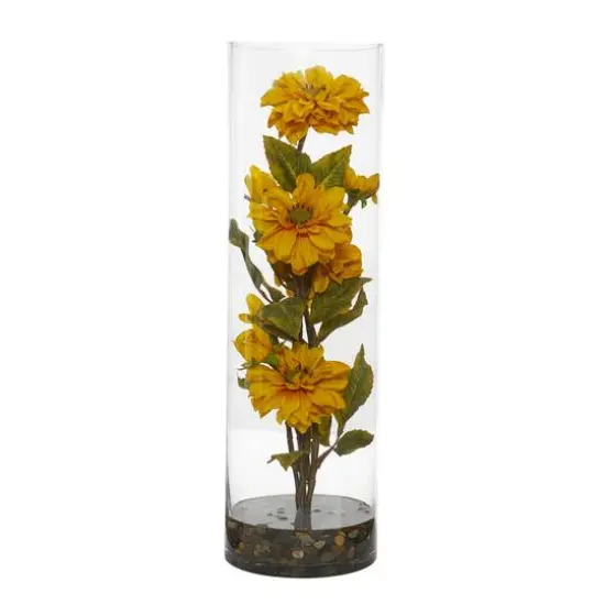 Zinnia Artificial Arrangement in Cylinder Vase {1}