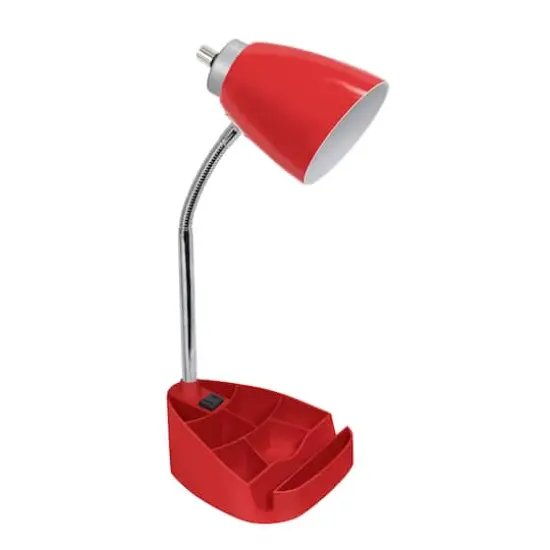 LimeLights 18.5" Gooseneck Desk Lamp with Tablet Stand and Charging Outlet Red {1}