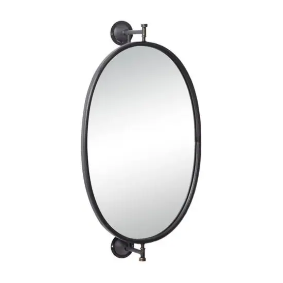 29" Oval Wood Wall Mirror Black {9}