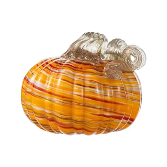 Glitzhome&reg; Fall Multi Stripes Glass Pumpkin {1}