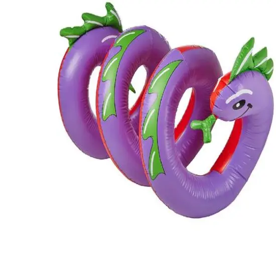 Swim Central 96" Inflatable Purple & Green Two Headed Curly Serpent Swimming Pool Float {4}