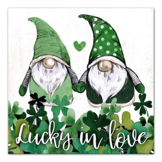 Lucky Love Gnomes 16" x 16" Canvas Wall Art {1}