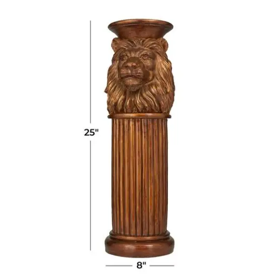 Bronze Polystone Traditional Pedestal Table, 25" x 8" x 9" {8}