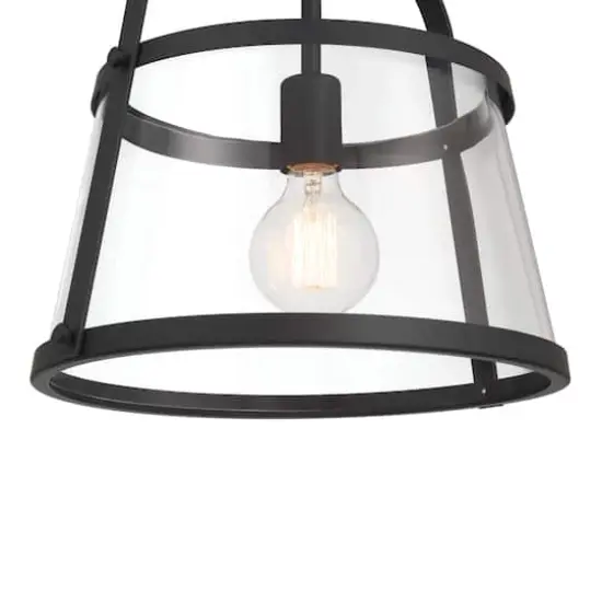 Hello Honey&reg; Fallon Black Vintage Metal & Clear Glass Ceiling Light {3}