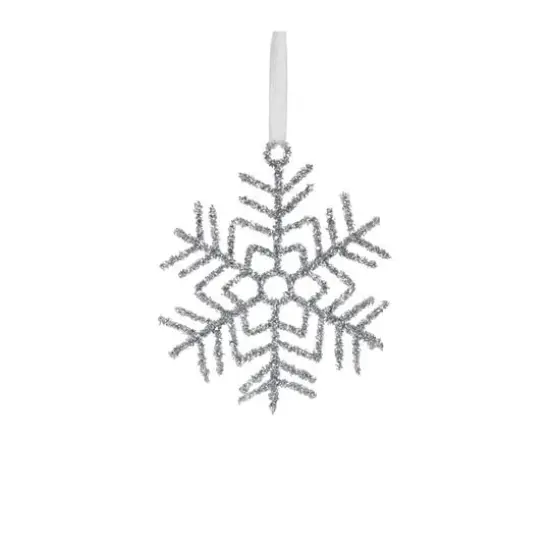 Glittered Silver Snowflake Wire Ornament Set {7}