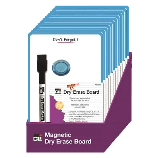 Charles Leonard 6.25" x 9" Blue Frame Magnetic Dry Erase Board Set, 12ct. {1}