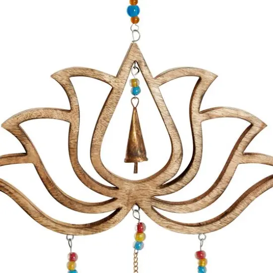 Gold Mango Wood Eclectic Style Windchime, 15" x 30" {4}