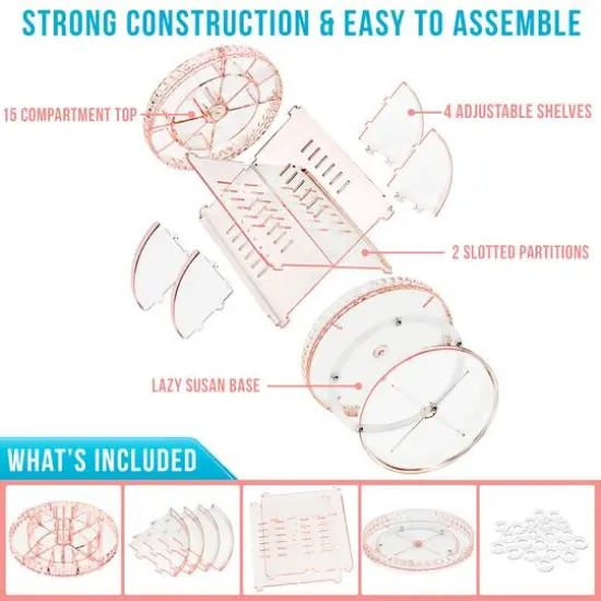 Sorbus Rotating Makeup Organizer Pink {4}