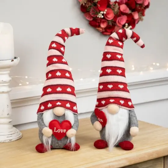 15" Valentine's Day Girl & Boy Love Heart Gnomes Set {3}
