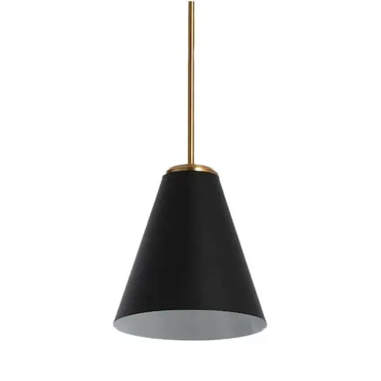 Hello Honey® Robert Stevenson Lighting Beckett Black & Brushed Gold Metal Ceiling Light with Shade {1}