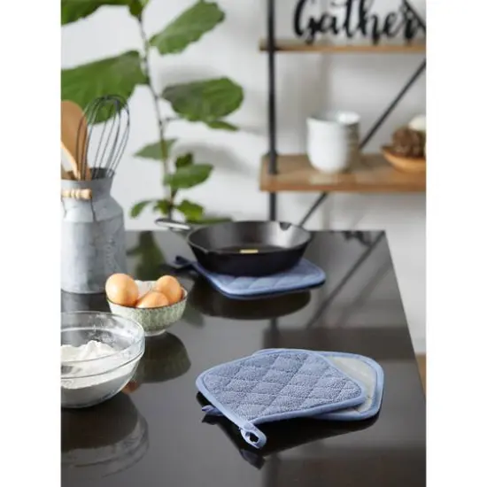DII&reg; Terry Cloth Potholders, 3ct. Stonewash Blue {6}