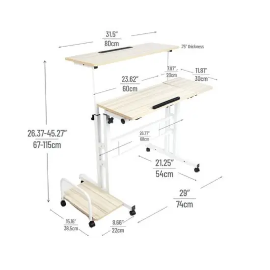 Mind Reader Woodland Collection White Adjustable Mobile Sit & Stand Laptop Desk {4}