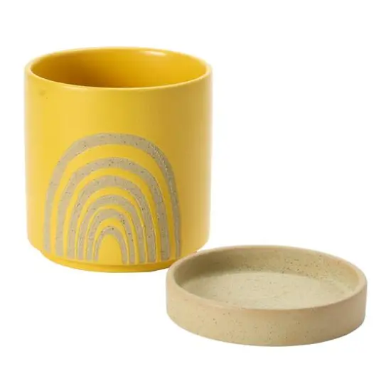 Hello Honey® 7.25" Yellow Stoneware Rainbow Planter & Saucer Set {3}