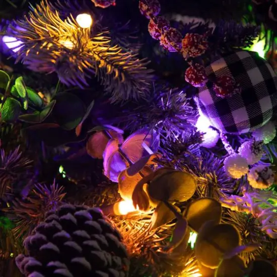 3ft. Pre-Lit Snow-Covered Artificial Christmas Tree in Golden Planter, Color-Changing LED Lights {8}