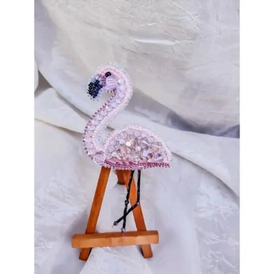 Crystal Art Beadwork Kit For Creating Brooch Flamingo {7}