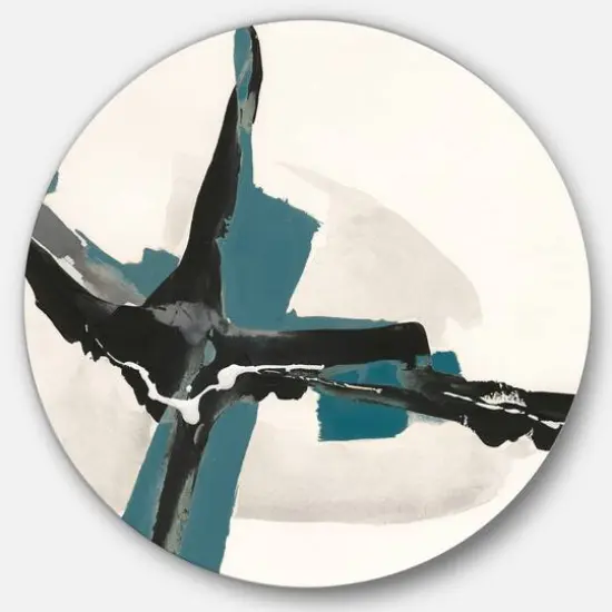 Designart - Glam Cerulean I - Glam Metal Circle Wall Art {1}