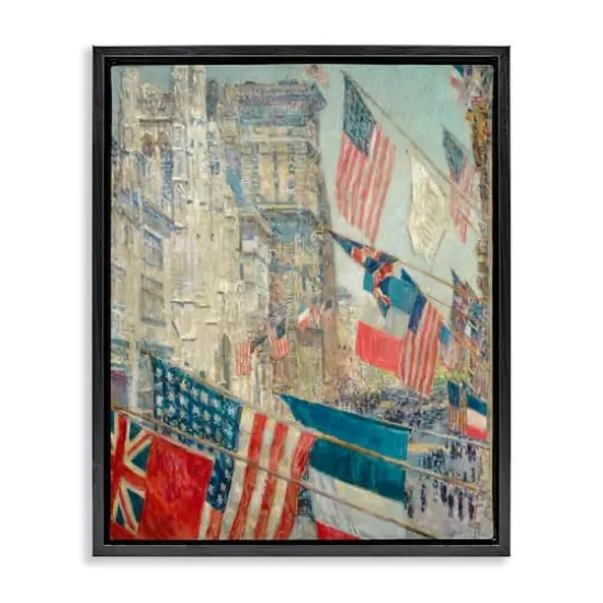 Stupell Industries Classic Americana Flags Floater Framed Art Black {1}