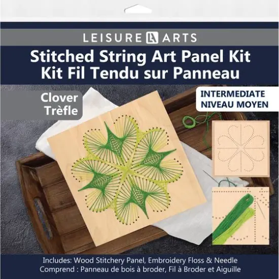 Leisure Arts&reg; Intermediate Clover Wood Stitched String Art Panel Kit {1}
