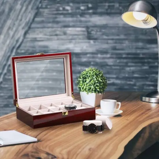 Cherry Red Deca Leather Watch Box {8}