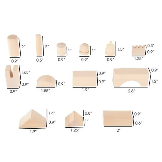 Toy Time Wooden Blocks Classic Building Set with Storage Bag {3}