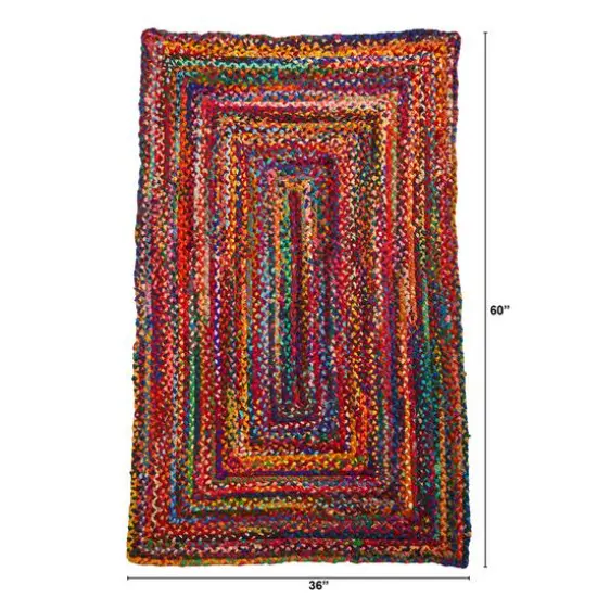 5ft. x 3ft. Handmade Braided Cape Cod Coastal Jute Rug {3}