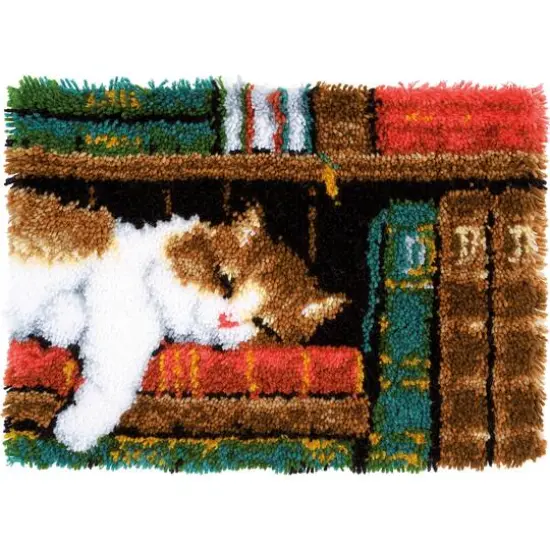Vervaco Cat On Bookshelf Latch Hook Rug Kit {3}