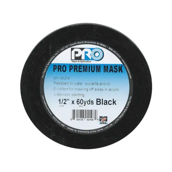 Pro Tape Black Pro Premium Mask Photo Tape, 1/2" x 60yd. {1}