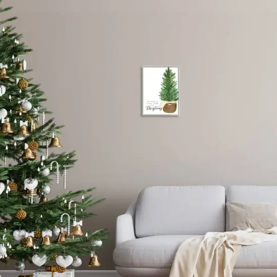 Stupell Industries All Hearts Home For Christmas Phrase Framed Giclee Art Gray {3}