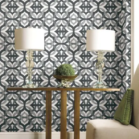 RoomMates Tipton Peel & Stick Wallpaper Gray and White {6}
