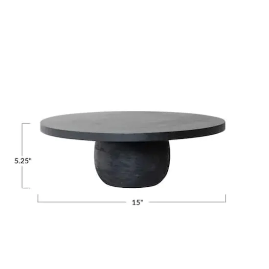 Hello Honey&reg; 15" Black Round Mango Wood Pedestal {5}