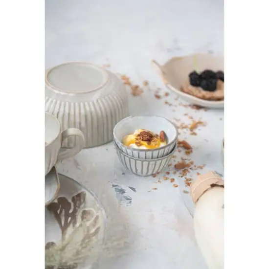 Hello Honey® 4" Reactive Glaze Stoneware Pleated Bowl Set {4}