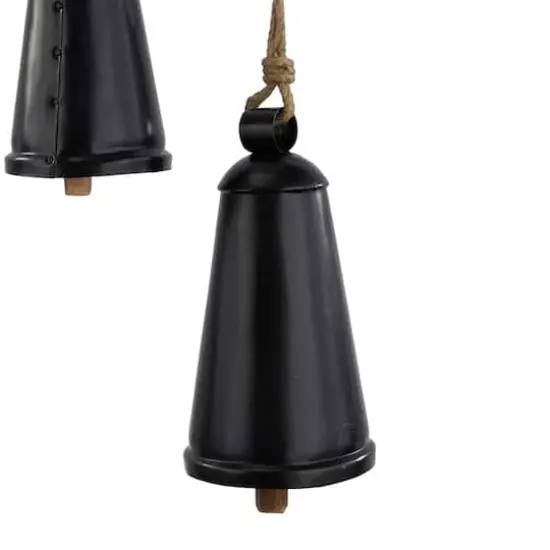 Black Metal Bohemian Decorative Cow Bell, Set of 3" 13", 10", 9" {4}