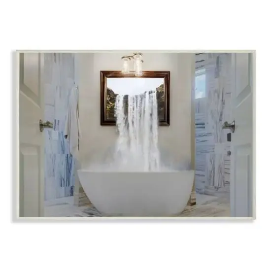 Stupell Industries Bathtub Waterfall Abstract Photograph Wall Plaque {1}