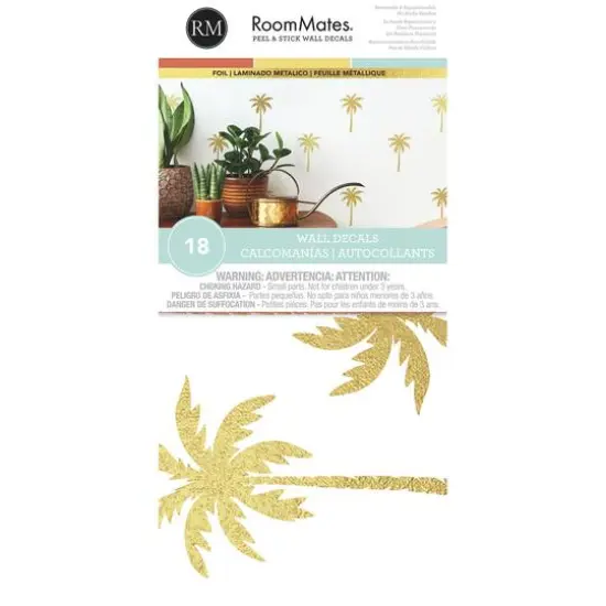 RoomMates Gold Foil Palm Tree Peel & Stick Wall Decals {7}