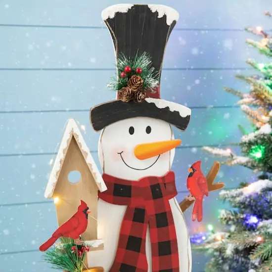 Glitzhome&reg; 36'' Lighted Wooden Snowman Porch D&eacute;cor {6}