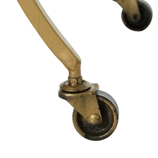 Gold Iron & Mirror Contemporary Bar Cart {4}